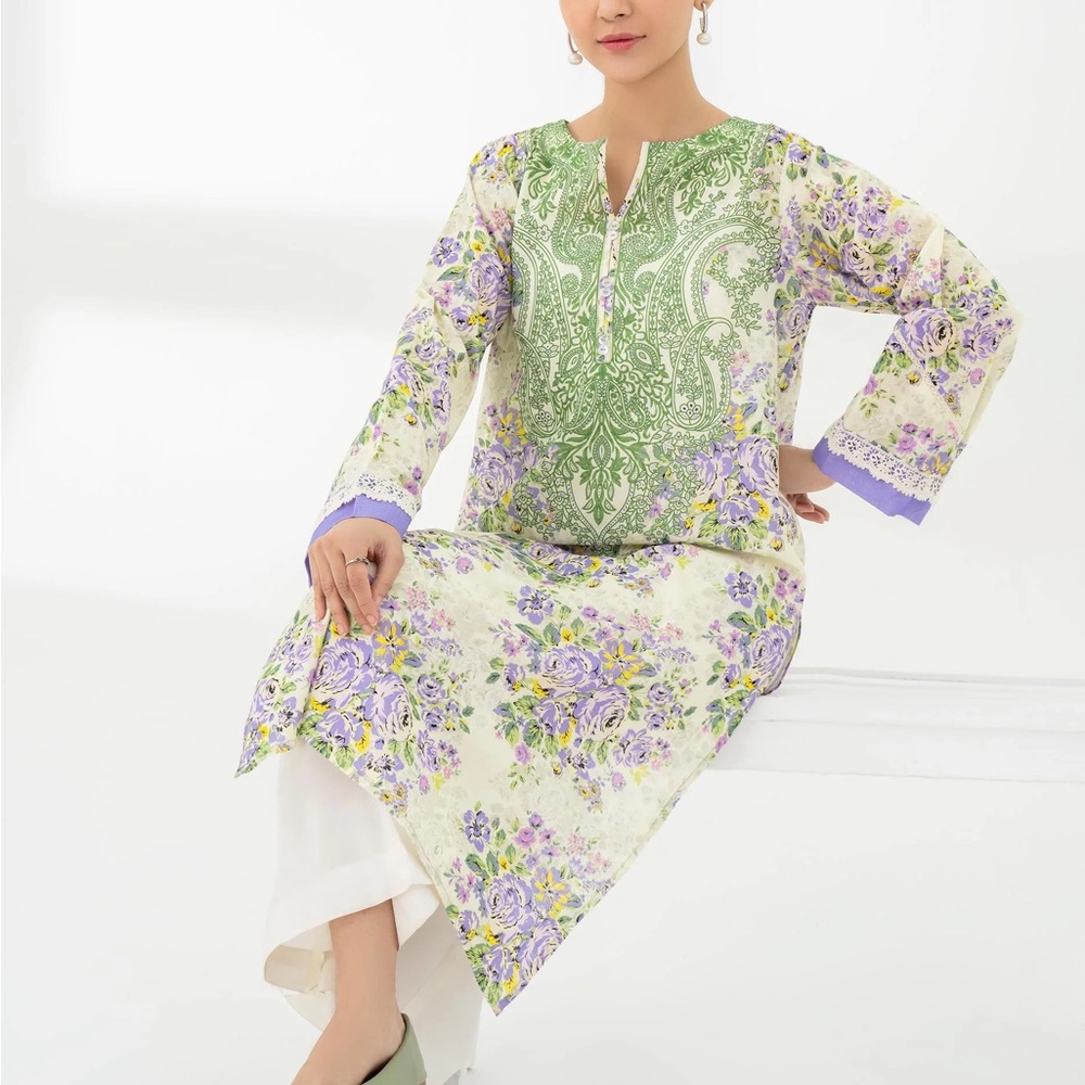 NWT Cream and Green Floral Kurta M & L